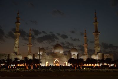 View of mosque at night