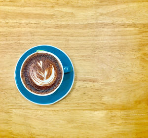 High angle view of coffee on table