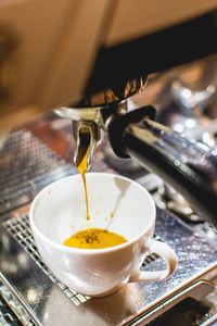 Close-up of coffee pour