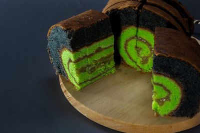 High angle view of cake on table