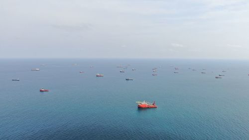 High angle view of sea against sky