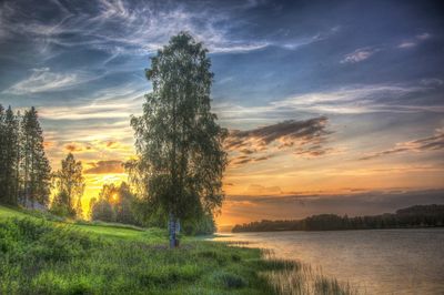 Scenic view of sunset over river