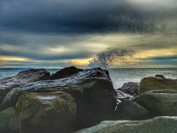 Scenic view of sea against sky during sunset