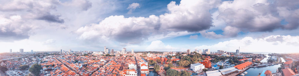 Panoramic shot of townscape against sky