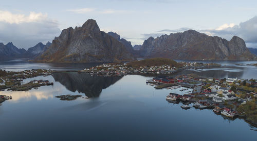 Reine village environment from an aerial point of view