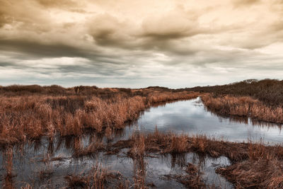 Scenic view of lake against sky