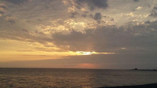 Scenic view of sea against cloudy sky