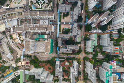 High angle view of buildings in city