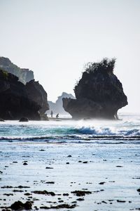 Scenic view of sea against clear sky