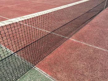 High angle view of net at tennis court