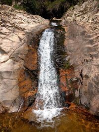 Stream flowing through rocks in forest