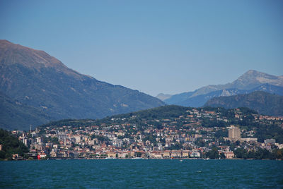 Cityscape of lugano and view of lake ceresio in campione d'italia, como, lombardy, italy.