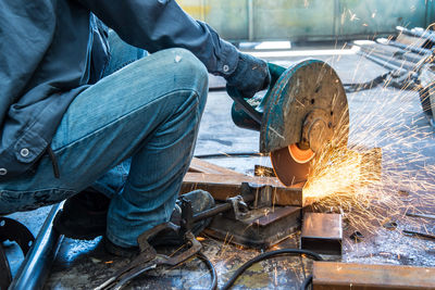 View of man working in factory