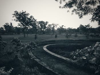 Scenic view of field against clear sky