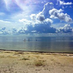 Scenic view of sea against cloudy sky