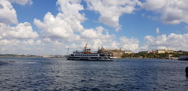 Ship in sea against sky