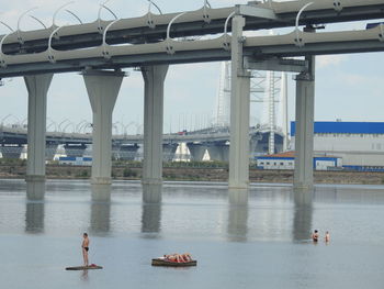 Bridge over river against sky