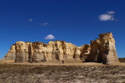 Rock formations against blue sky