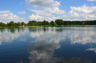 Scenic view of lake against sky