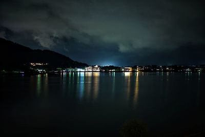 Scenic view of sea against sky at night