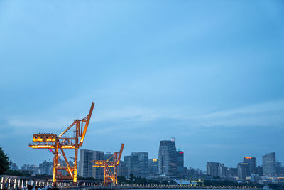 Cranes at dusk