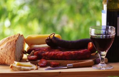 Close-up of food on table