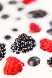 High angle view of berries on table