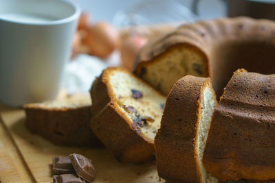 Close-up of cakes on table in kitchen at home