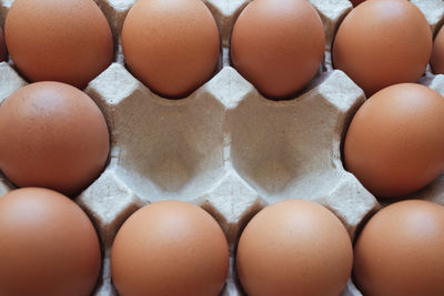 Full frame shot of eggs in container