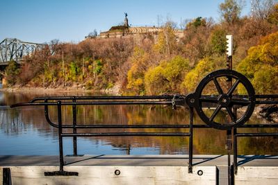 Scenic view of lake against sky during autumn