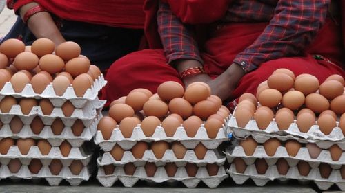 Various eggs for sale at market stall