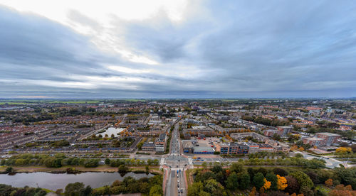 High angle view of townscape against sky