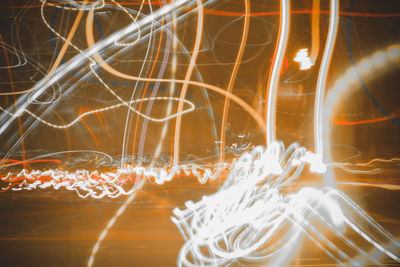 Close-up of illuminated light trails