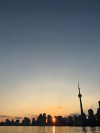 Silhouette of buildings against sky during sunset