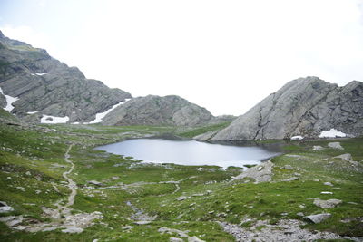 Scenic view of mountains against clear sky