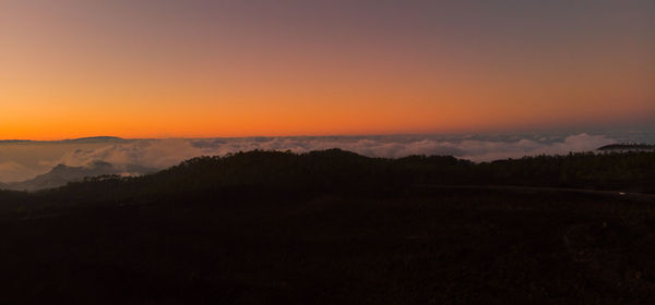 Scenic view of landscape against sky during sunset