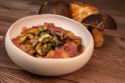 Close-up of food in bowl on table