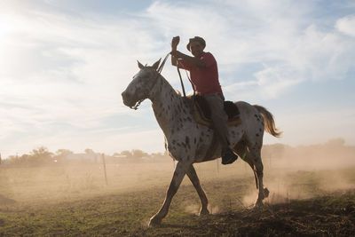 Argentinian traditional man riding horse