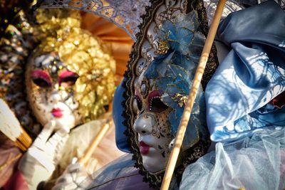Close-up of people wearing masks during carnival