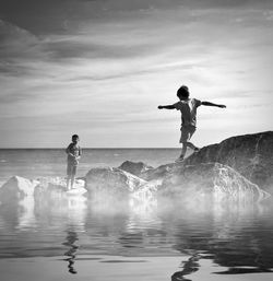 Boy enjoying at beach