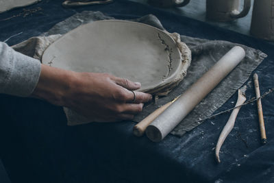 Close-up of hands working