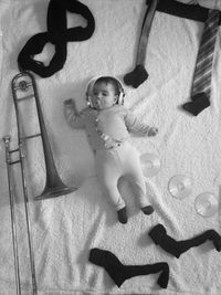 High angle portrait of boy at home