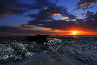 Scenic view of sea during sunset