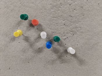 High angle view of balloons on beach