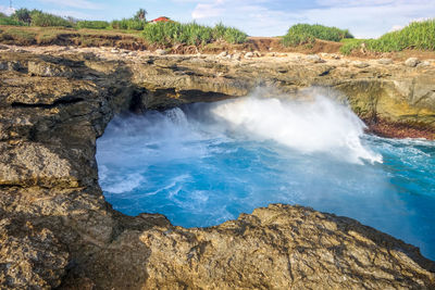 Water flowing through rocks