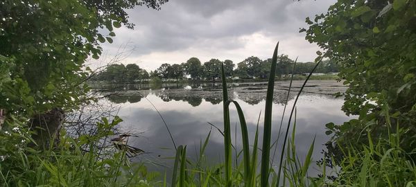 Scenic view of lake against sky