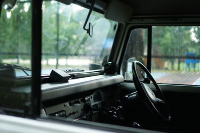 Close-up of vintage car window