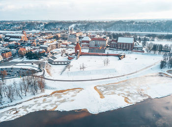 Aerial view of city during winter