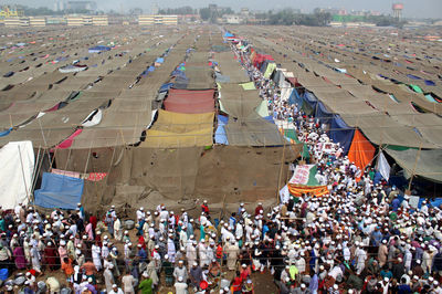 High angle view of crowd