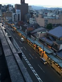 Traffic on road in city